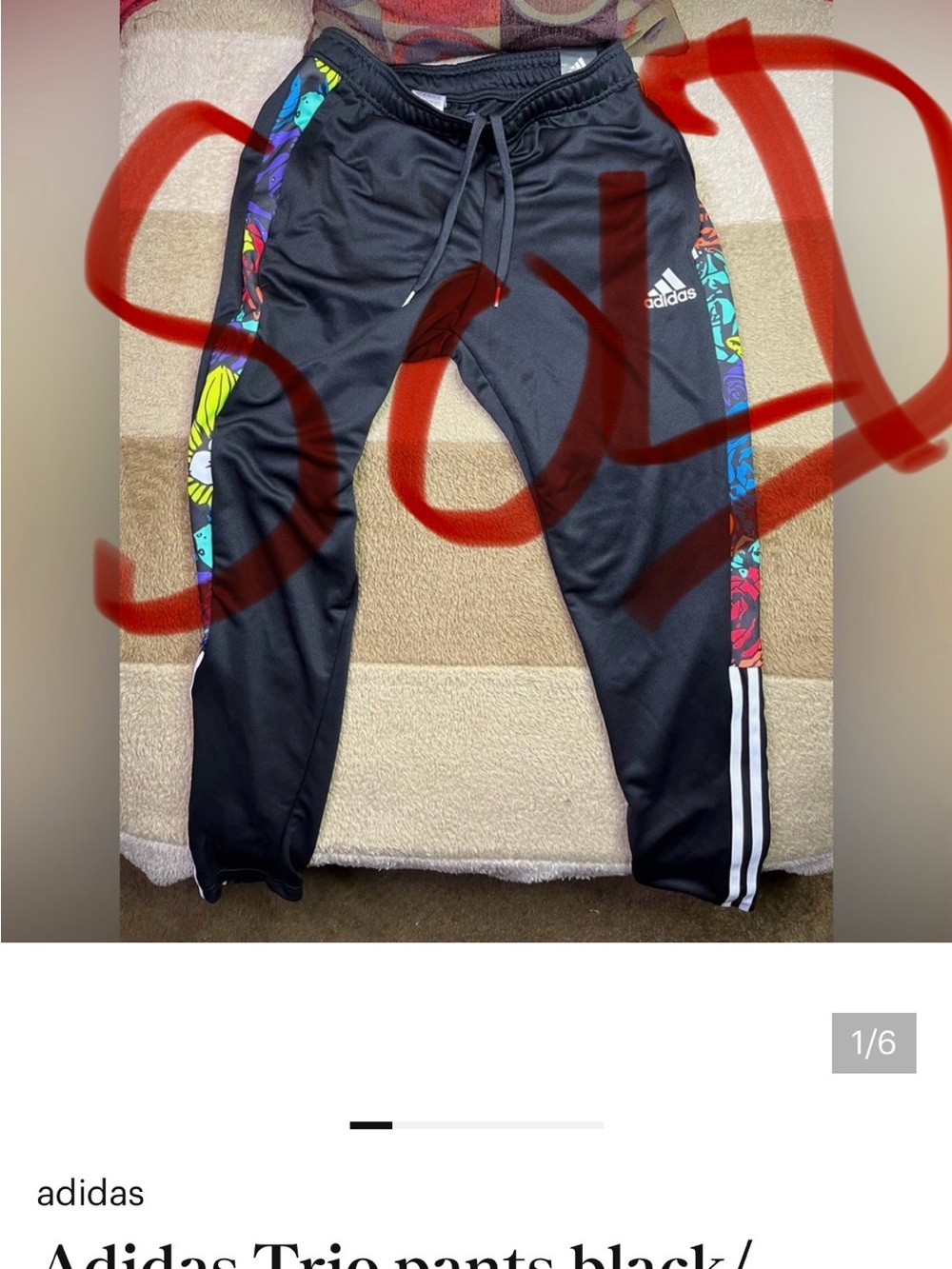 Adidas Trio pants black/multicolor sides size M THIS ITEM HAS BEEN SOLD